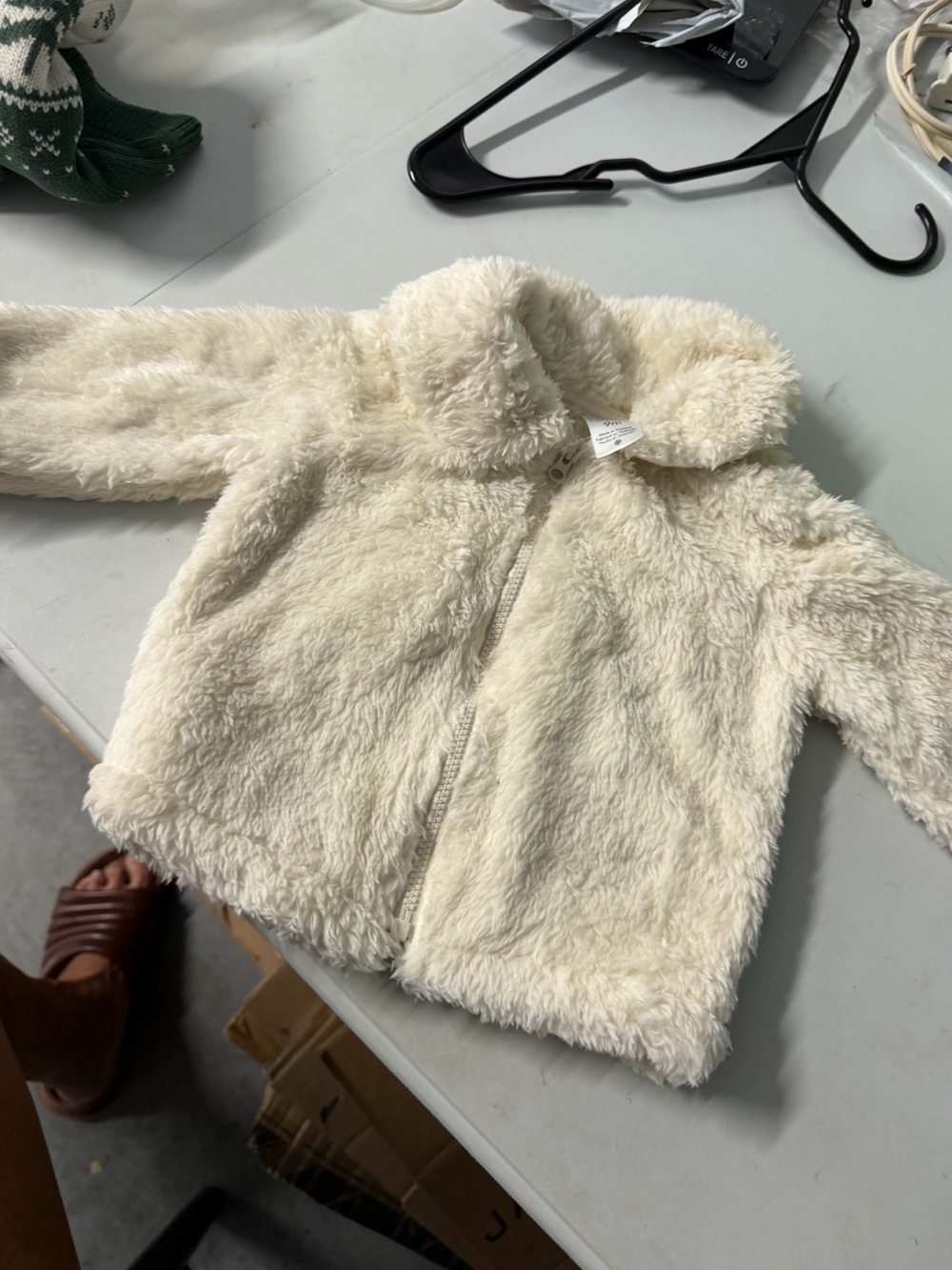 Carter nine month girls faux fur jacket, cream color new with tags